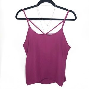 Purple Chiffon Strappy Scoop Bank Semi Sheer Tank